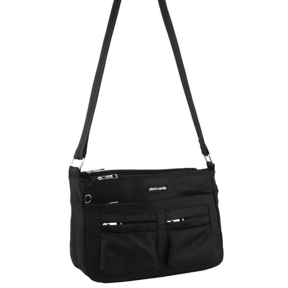 Black Pierre Cardin Anti-Theft Cross Body Bag | 1529-GROQT