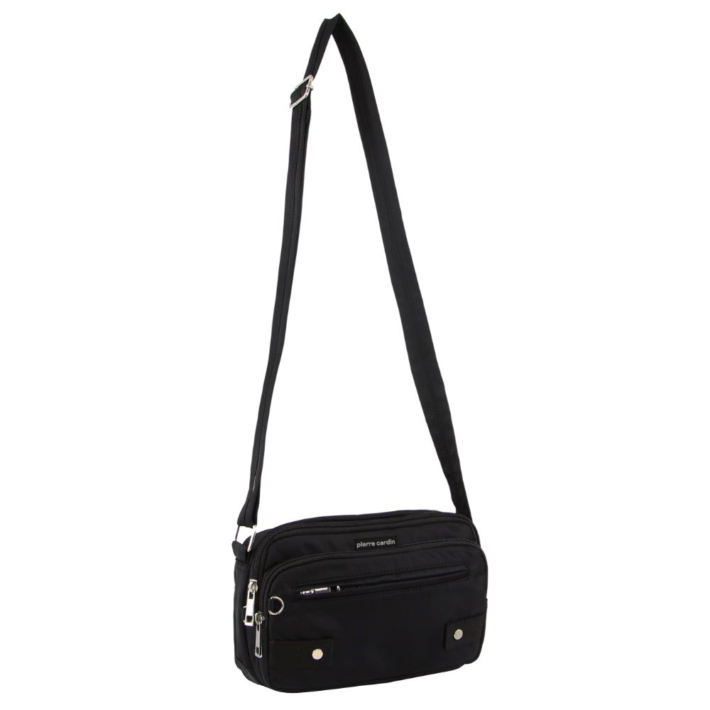 Black Pierre Cardin Anti-Theft Cross Body Bag | 7549-WBNVQ