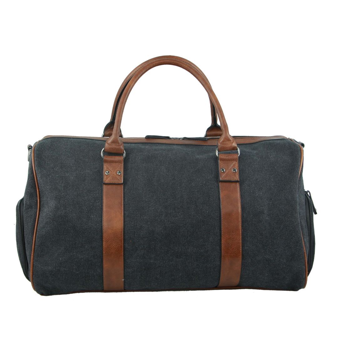 Black Pierre Cardin Canvas Overnight Duffle Bag | 7859-FSXQZ