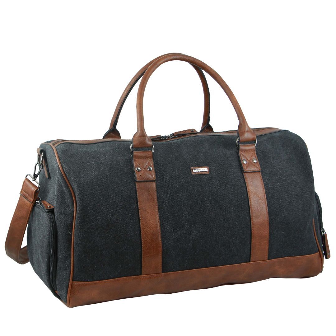 Black Pierre Cardin Canvas Overnight Duffle Bag | 7859-FSXQZ