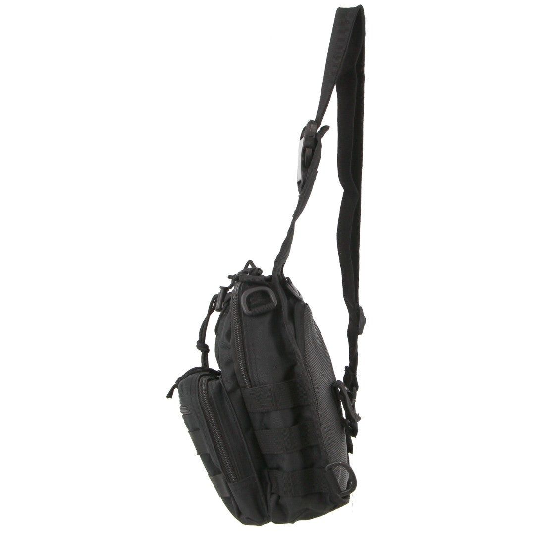 Black Pierre Cardin Cross Body Sling Bag Tactical Rucksack Shoulder Chest Messenger Bag | 9817-LNMSF