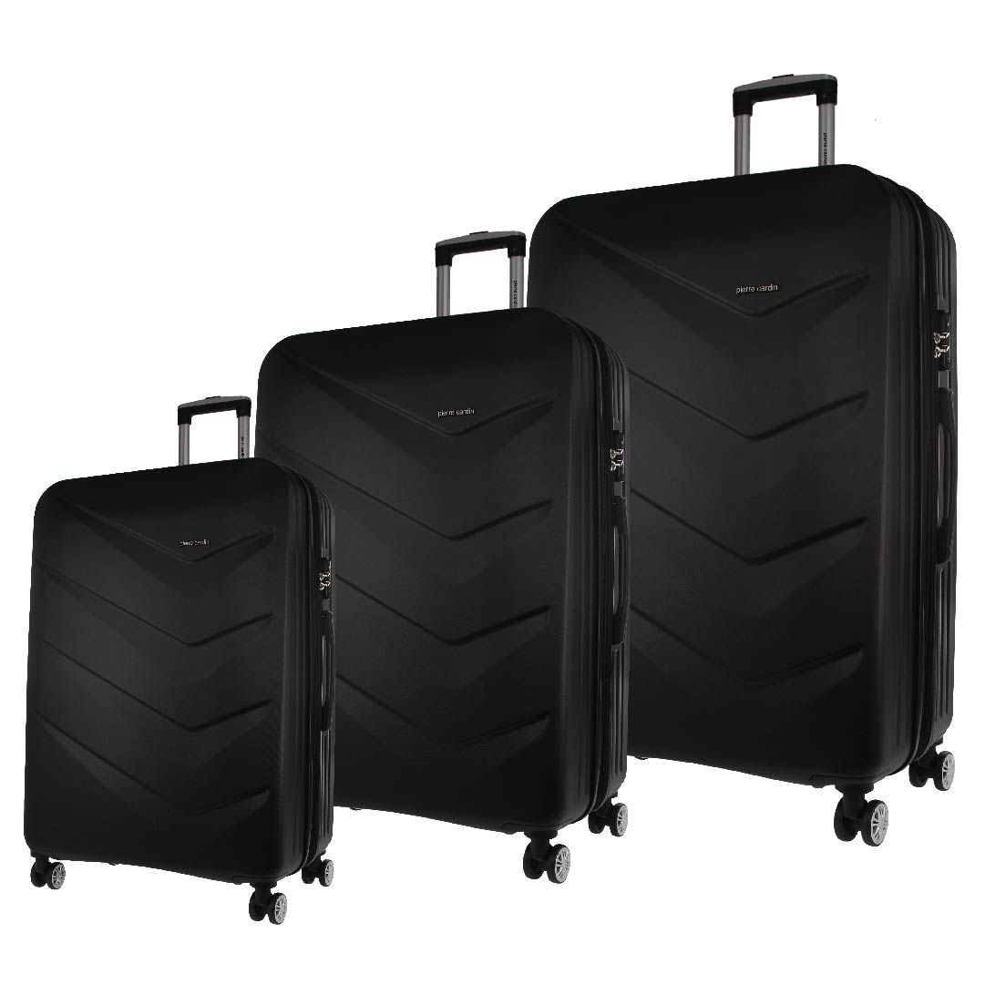 Black Pierre Cardin Hard Shell 3-Piece Luggage Set | 1309-HWBSV