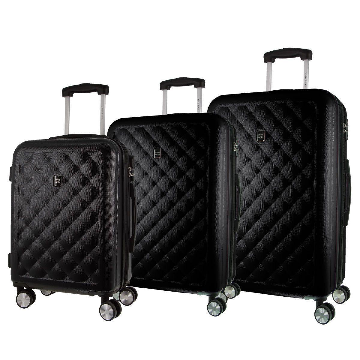 Black Pierre Cardin Hard Shell 3-Piece Luggage Set | 6439-HNOEY