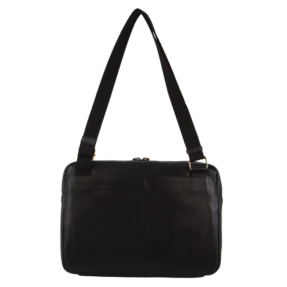 Black Pierre Cardin Italian Leather Business Computer Bag | 5079-IXYLZ