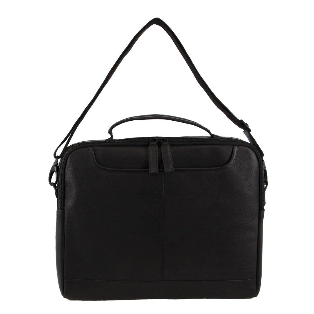 Black Pierre Cardin Italian Leather Computer Bag | 0961-PXLFM