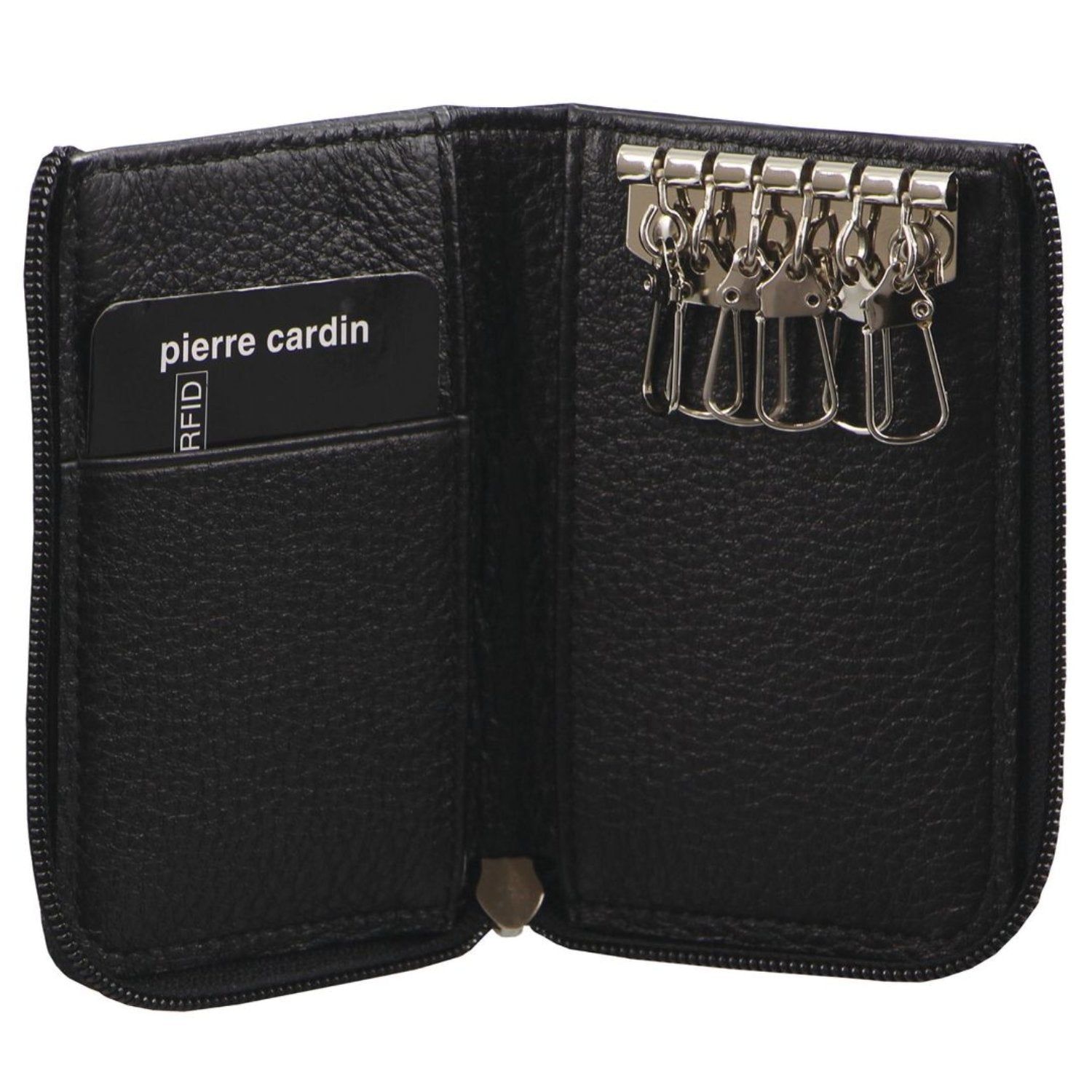 Black Pierre Cardin Italian Leather Key + Credit Card Holder | 2760-JPEMI