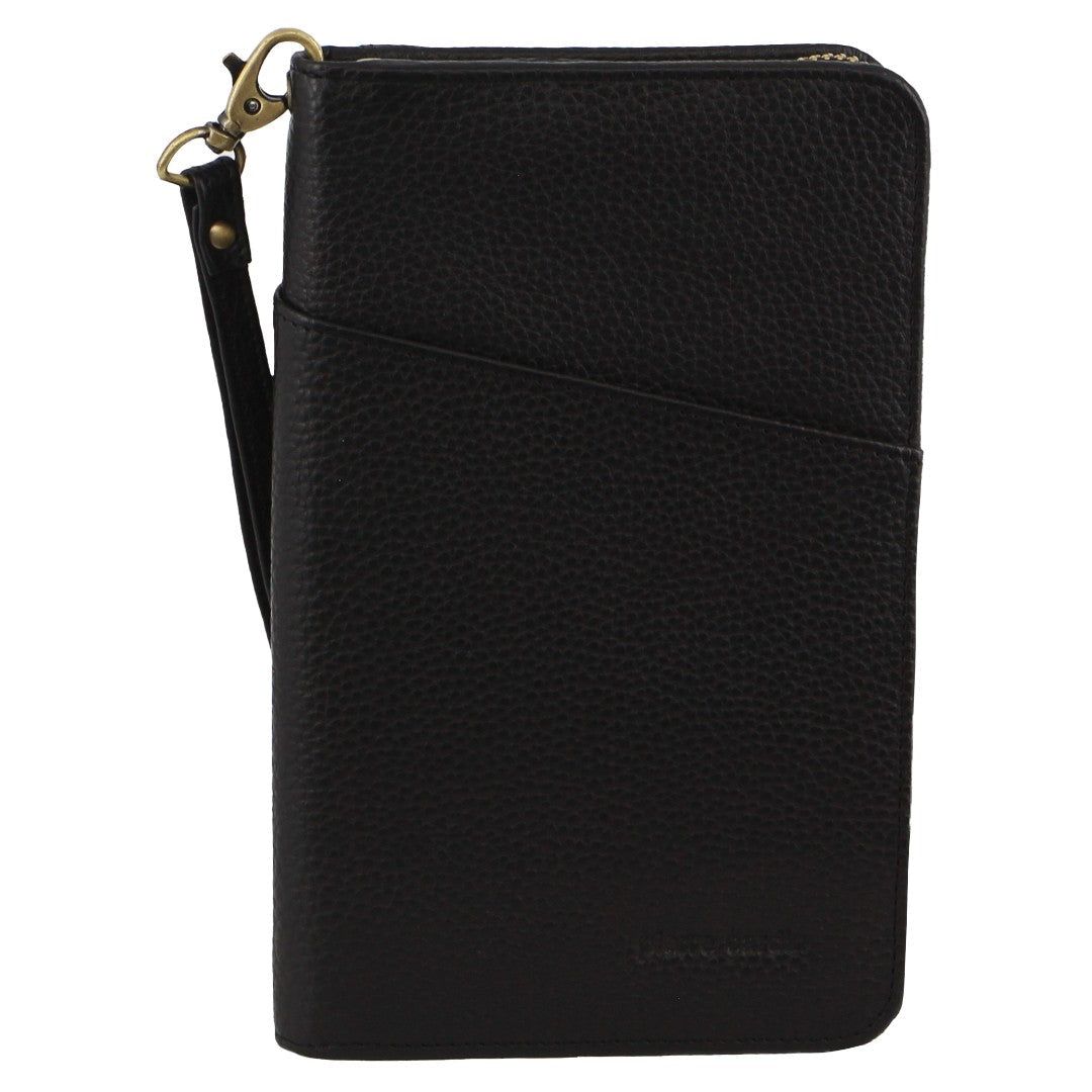 Black Pierre Cardin Italian Leather Passport Wallet | 7908-IUDYS