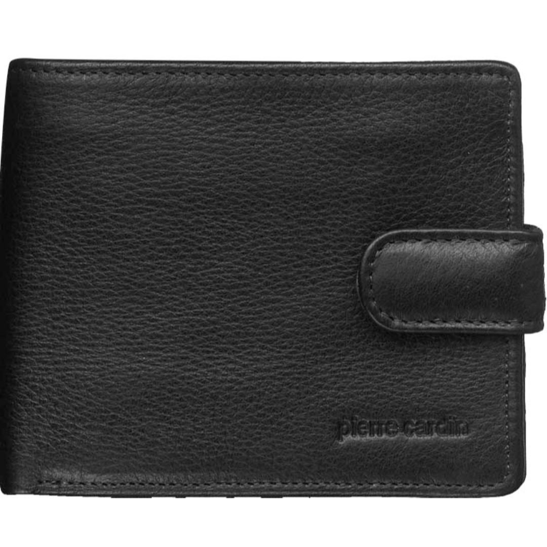 Black Pierre Cardin Italian Leather Tab Wallet | 3940-YDAGV