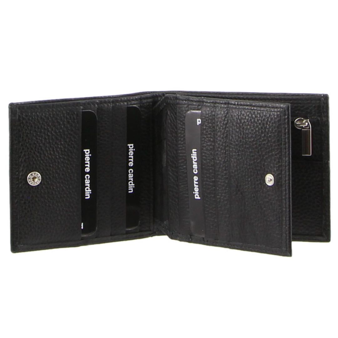 Black Pierre Cardin Italian Leather Tri-Fold Wallet | 2307-KDEYC