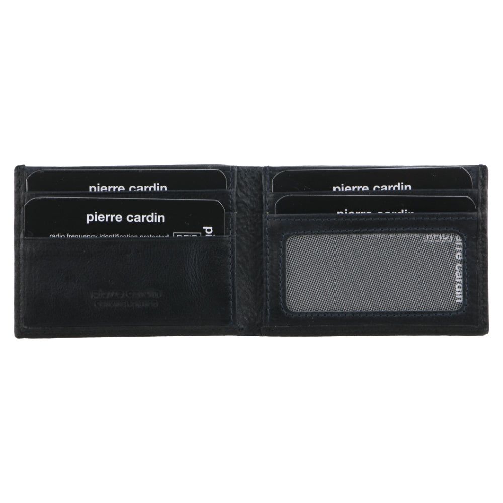 Black Pierre Cardin Italian Leather Two Tone Wallet Card Holder | 3640-ZYTGD