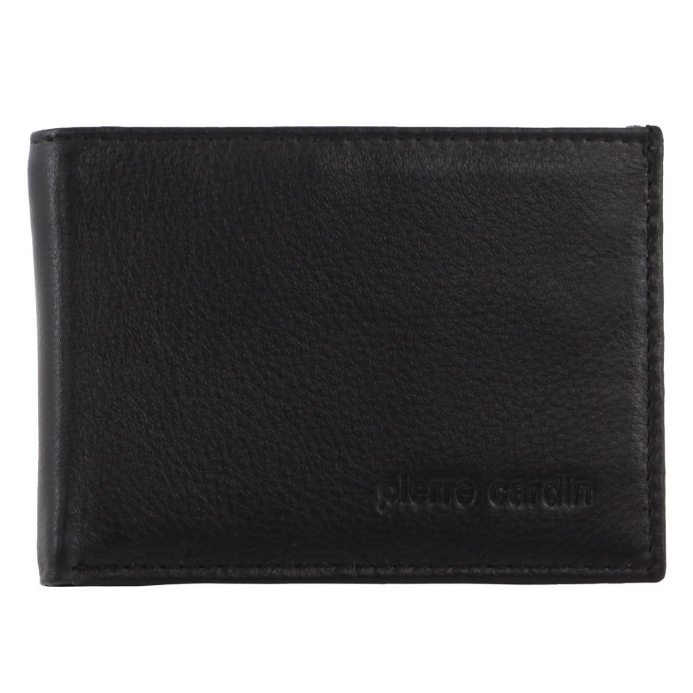 Black Pierre Cardin Italian Leather Two Tone Wallet Card Holder | 3640-ZYTGD