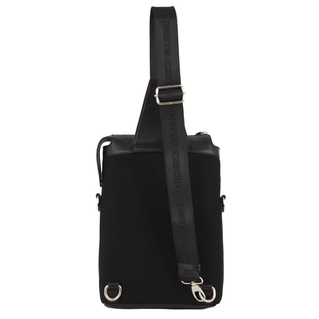 Black Pierre Cardin Leather 3-Way Sling Bag | 8253-KJAVN