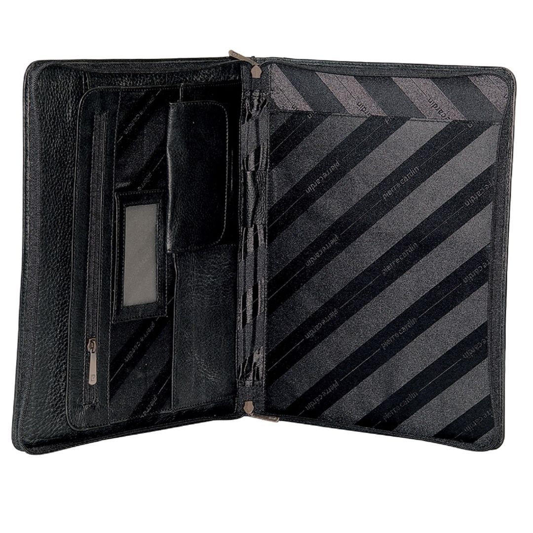 Black Pierre Cardin Leather A4 Business Compendium Folio | 7023-YKPJG