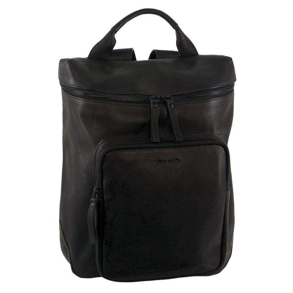 Black Pierre Cardin Leather Backpack | 6431-RLQTK