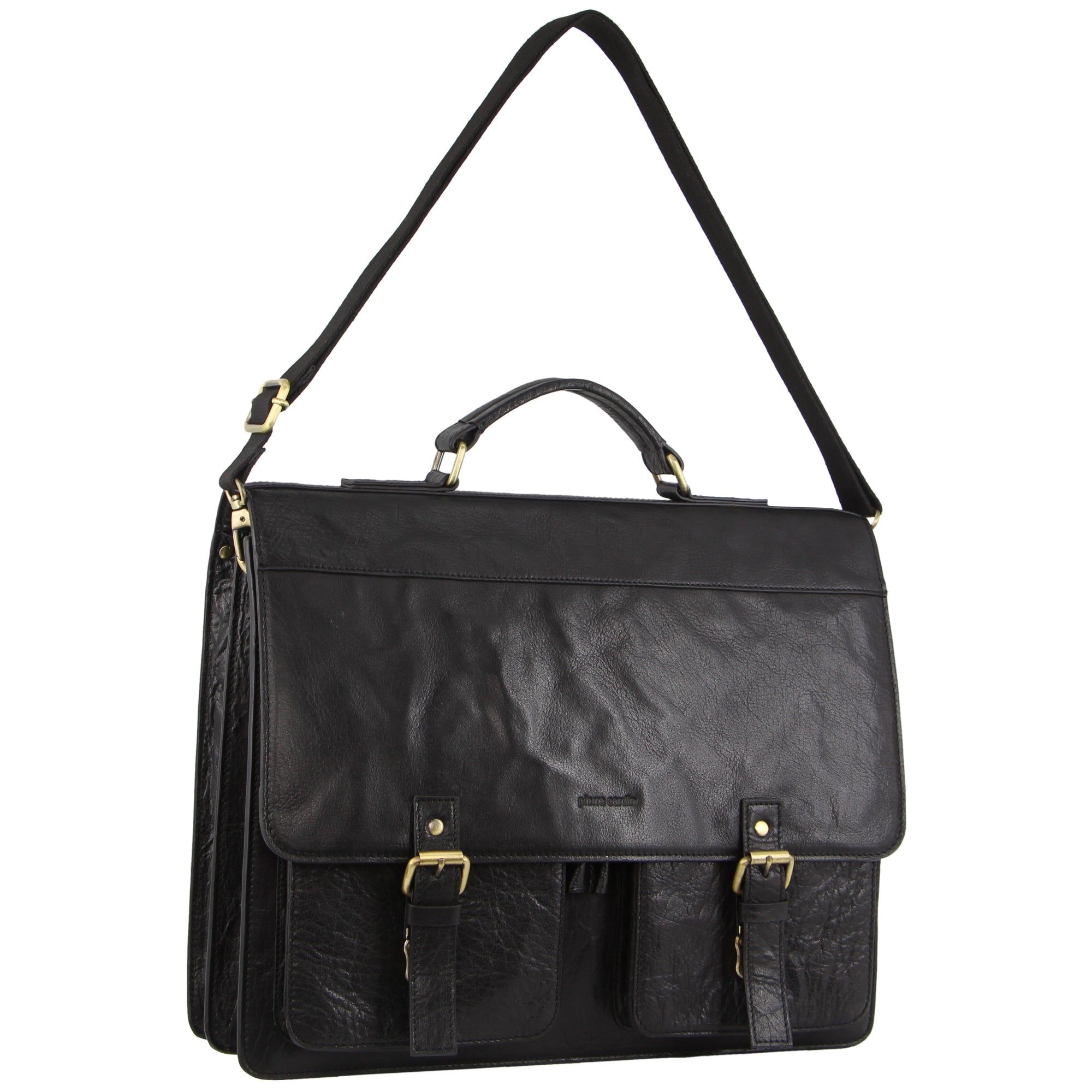 Black Pierre Cardin Leather Business Computer Bag | 2809-VTBHS