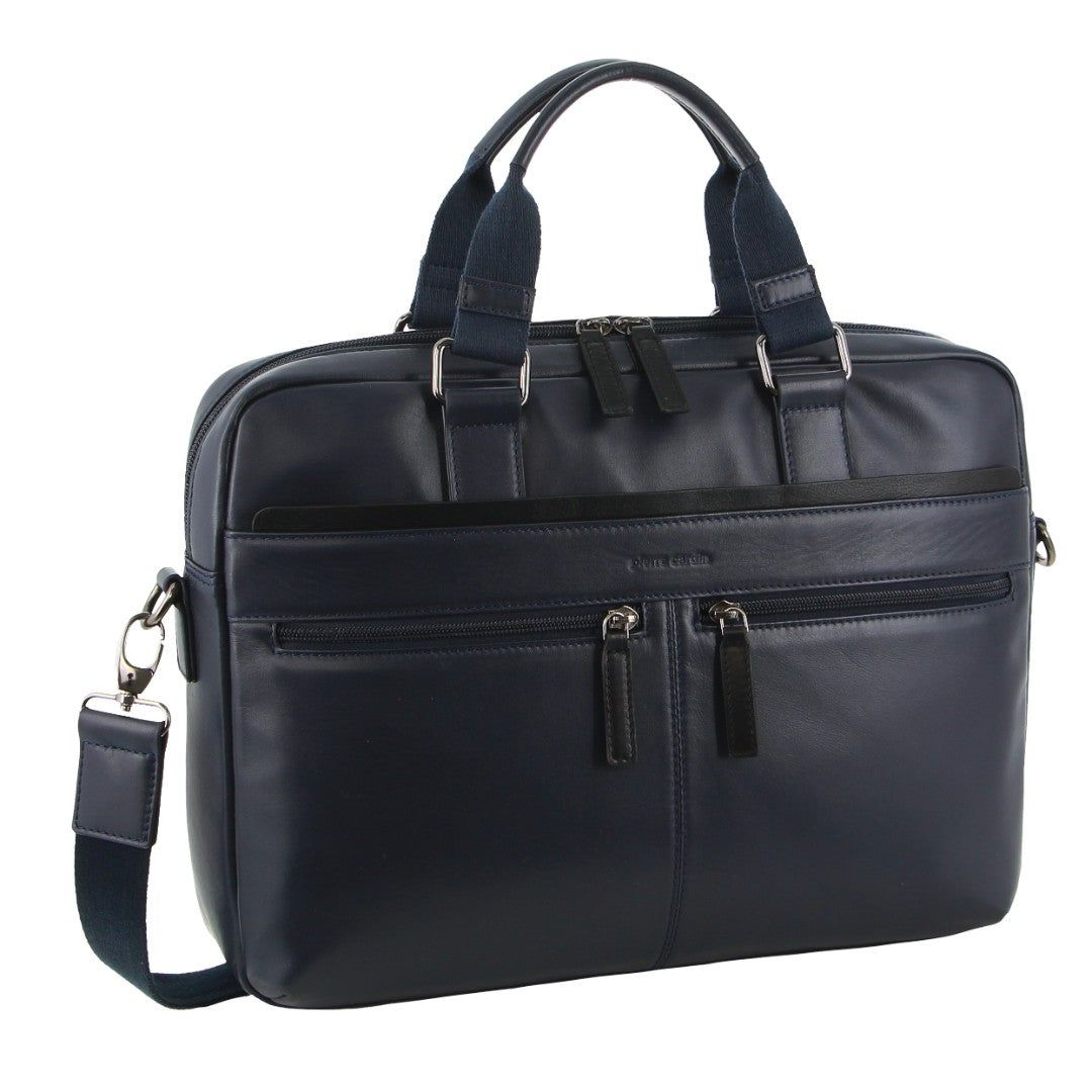 Black Pierre Cardin Leather Business Computer Bag | 1530-WEYTK