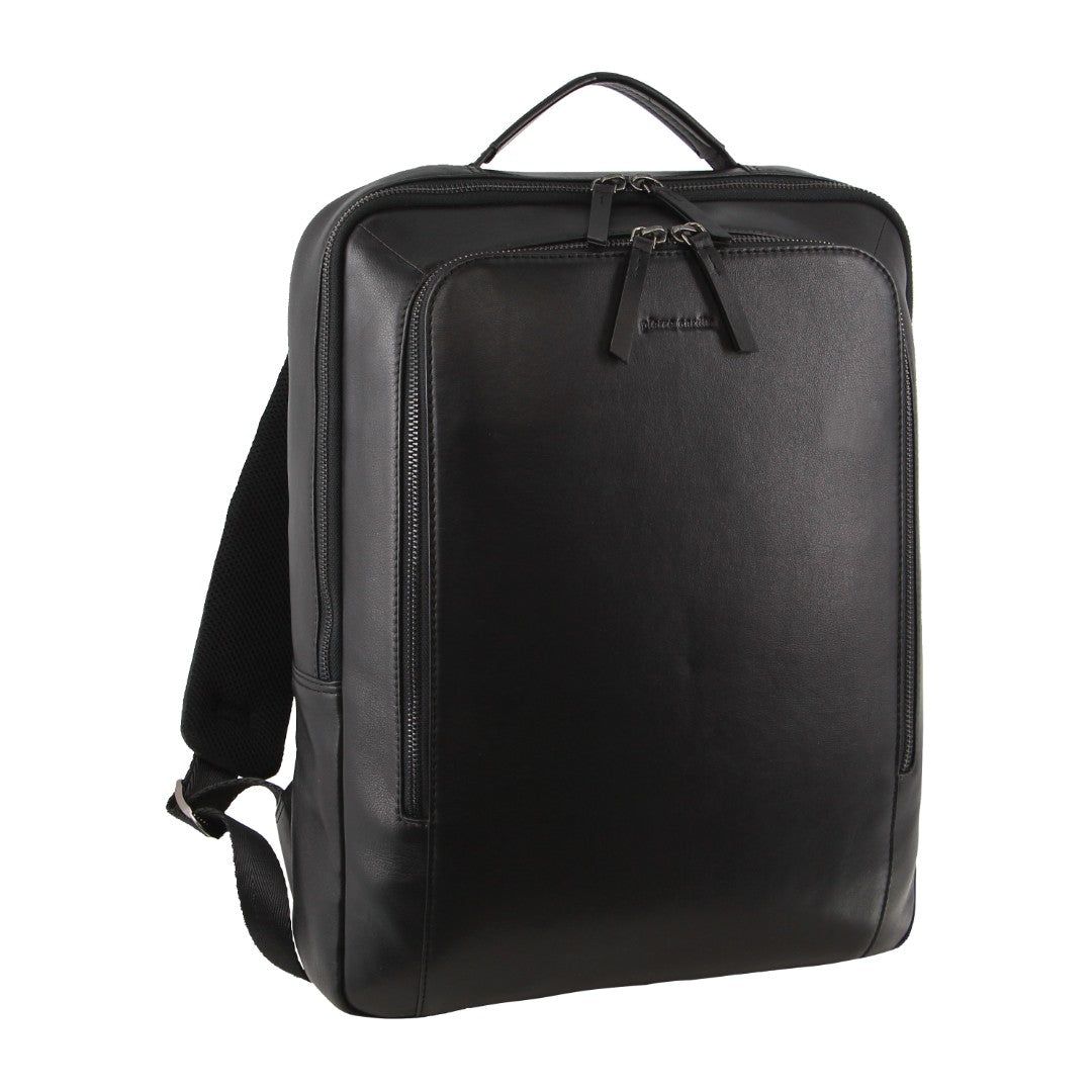 Black Pierre Cardin Leather Business Laptop Bag | 9304-DNYVQ