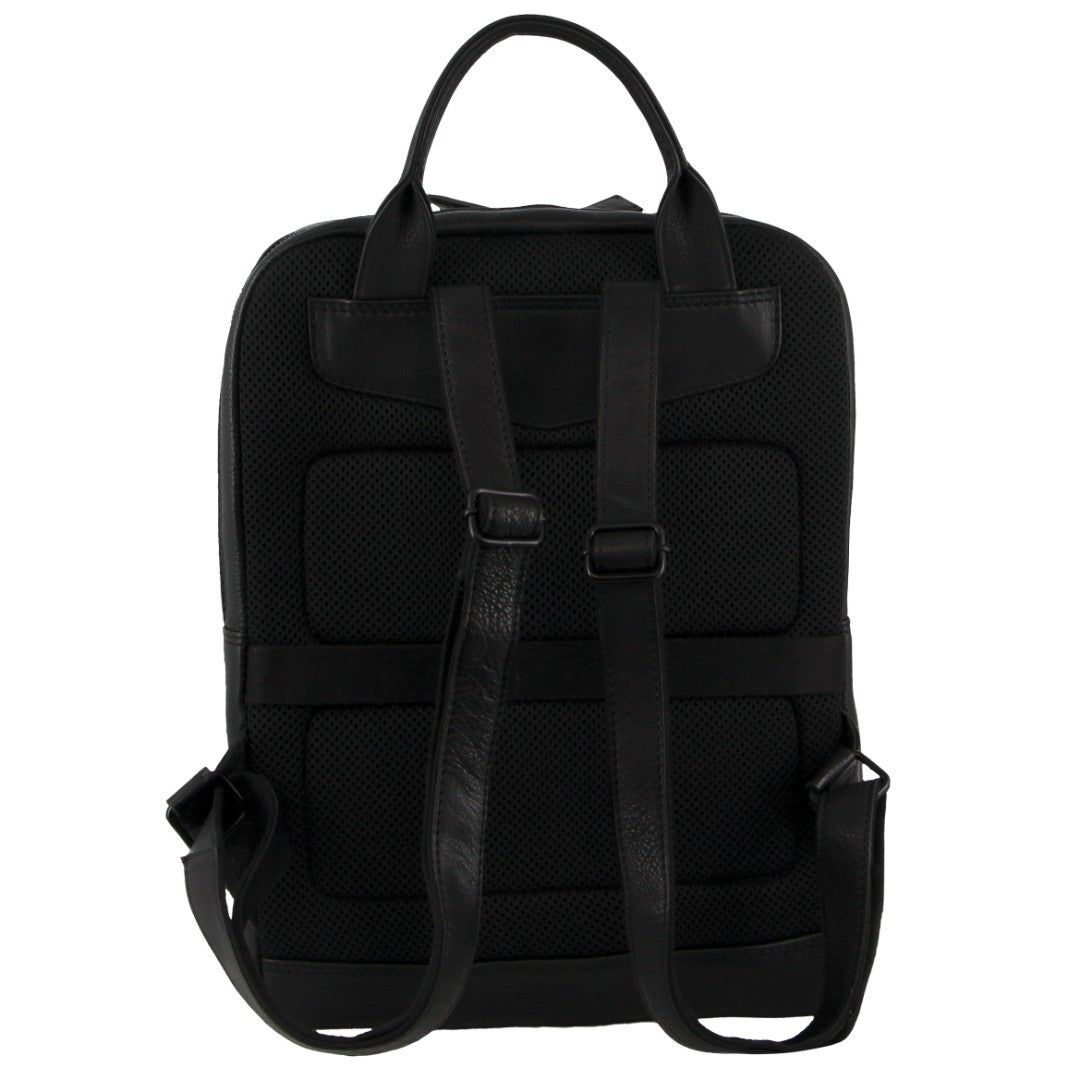 Black Pierre Cardin Leather Business Laptop Backpack | 1439-JLXQF