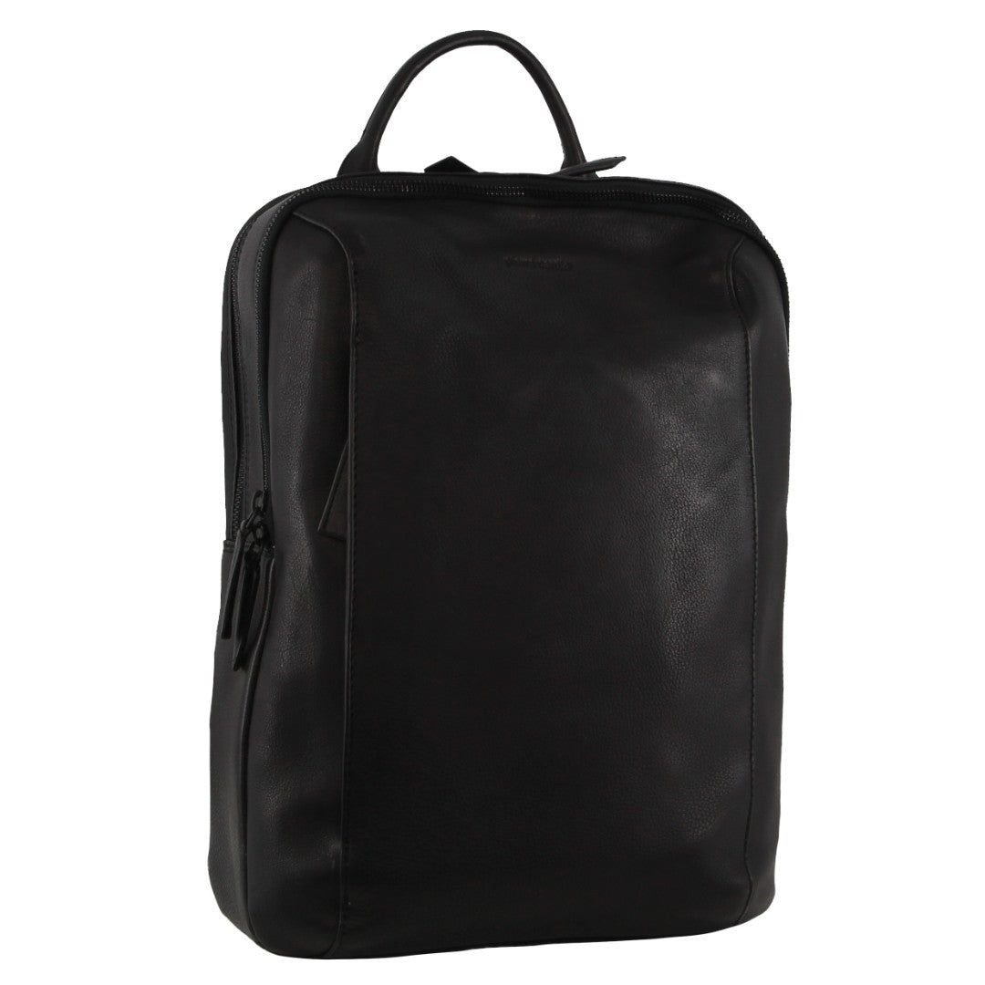 Black Pierre Cardin Leather Business Laptop Backpack | 5918-WLXFT