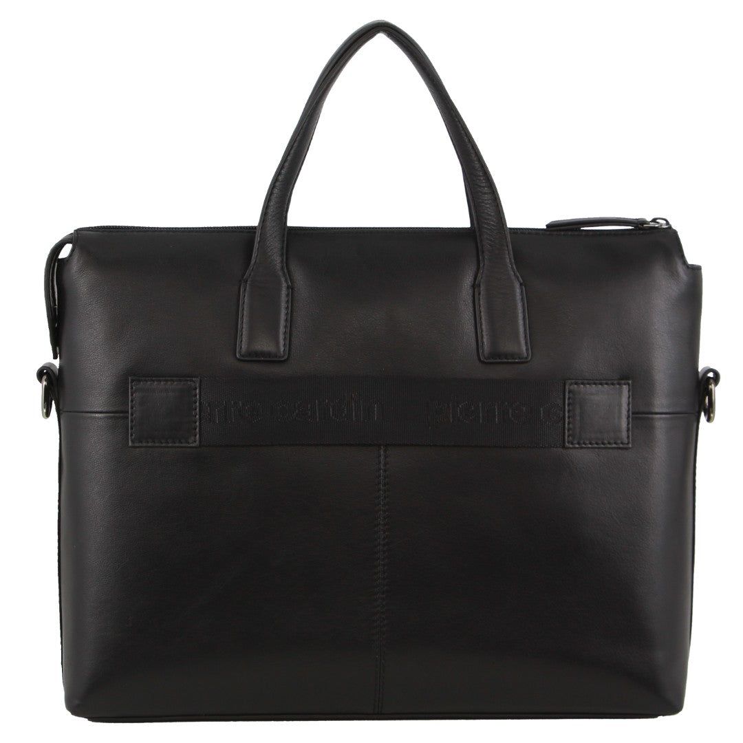 Black Pierre Cardin Leather Business Travel Bag | 9846-IKAGJ