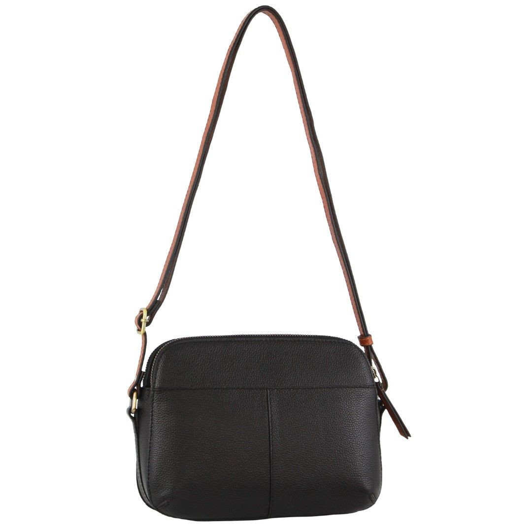 Black Pierre Cardin Leather Classic Crossbody Bag | 1306-LMQOK