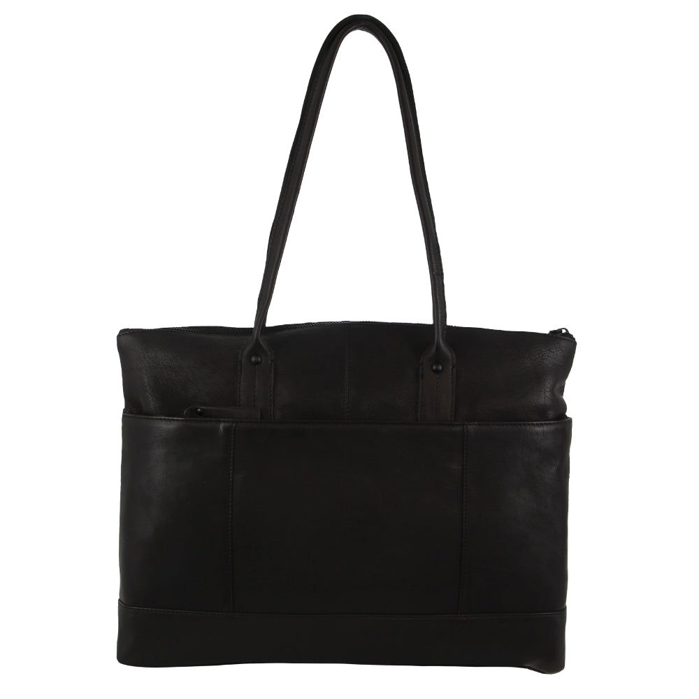 Black Pierre Cardin Leather Computer Bag | 2908-WHOAX