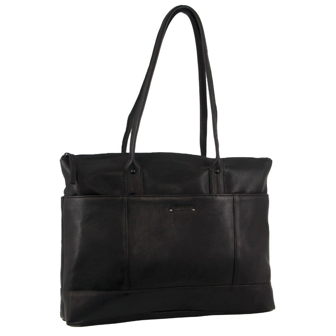 Black Pierre Cardin Leather Computer Bag | 2908-WHOAX