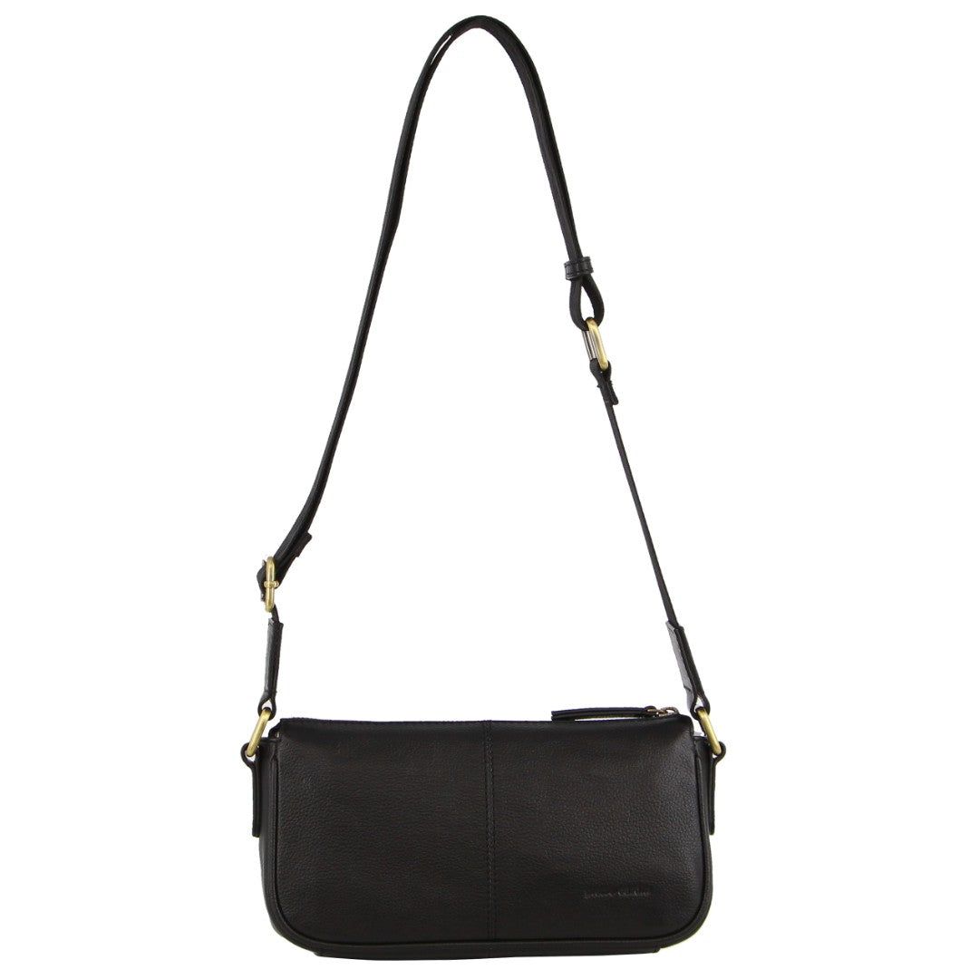 Black Pierre Cardin Leather Cross-Body Bag | 2349-OTIYJ