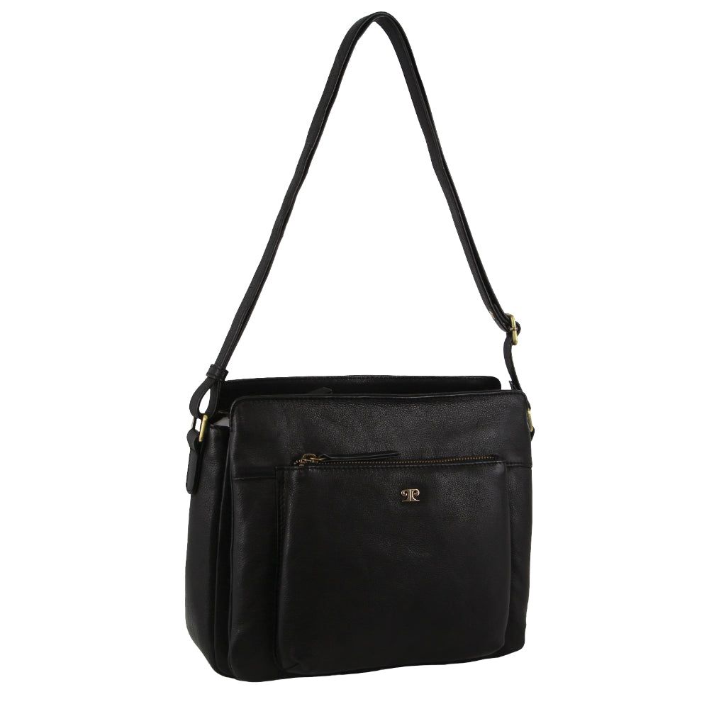 Black Pierre Cardin Leather Cross-Body Bag | 2106-GOQBN