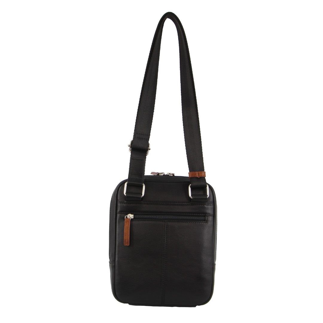 Black Pierre Cardin Leather Cross-Body Bag | 9647-QIAGL