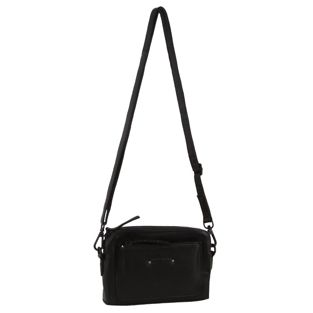 Black Pierre Cardin Leather Cross-Body Bag | 6132-JIOCR