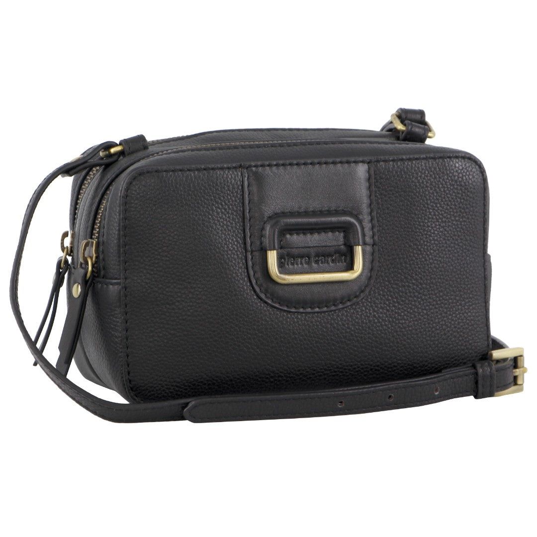 Black Pierre Cardin Leather Cross-Body Clutch | 2971-DIQTM