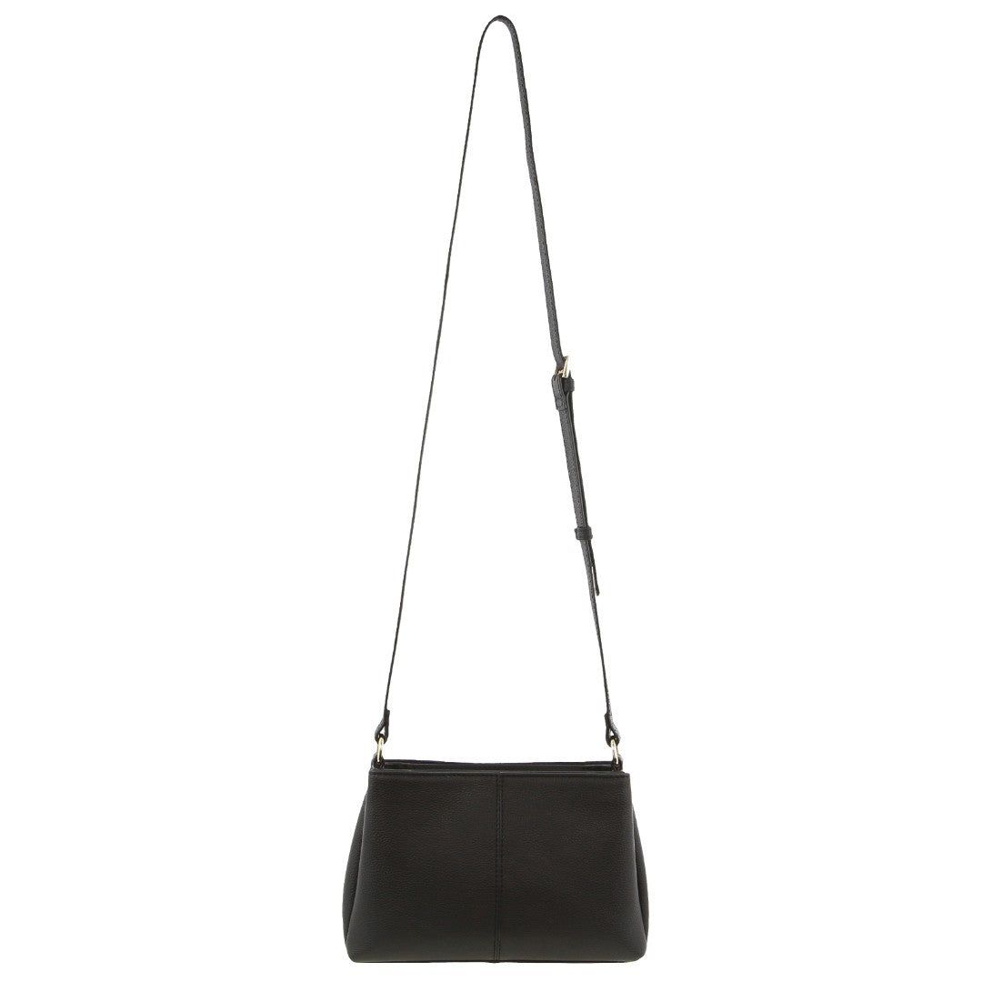 Black Pierre Cardin Leather Crossbody Bag | 8249-ADMSF