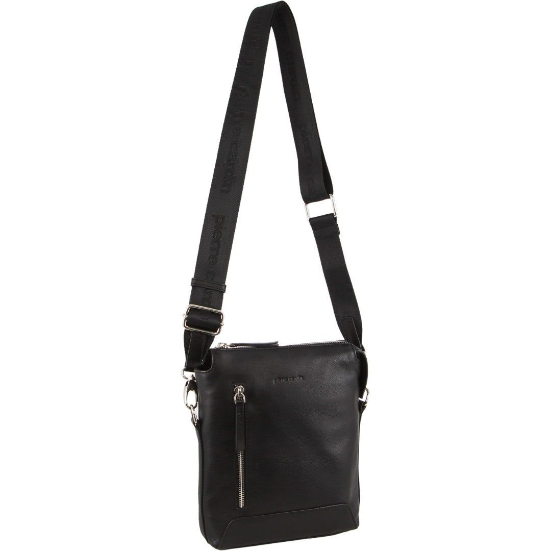 Black Pierre Cardin Leather Crossbody Bag | 7816-HGCXS