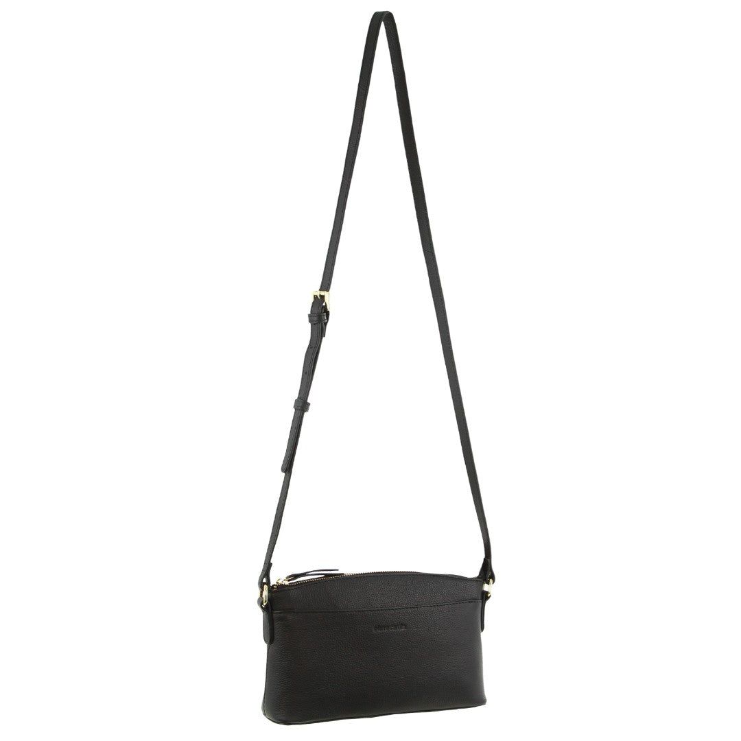 Black Pierre Cardin Leather Crossbody Bag | 5082-WFIGA