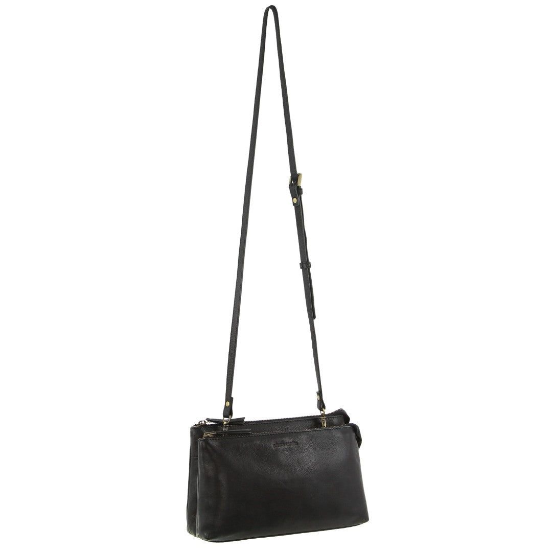 Black Pierre Cardin Leather Crossbody Bag | 4652-TVWAF