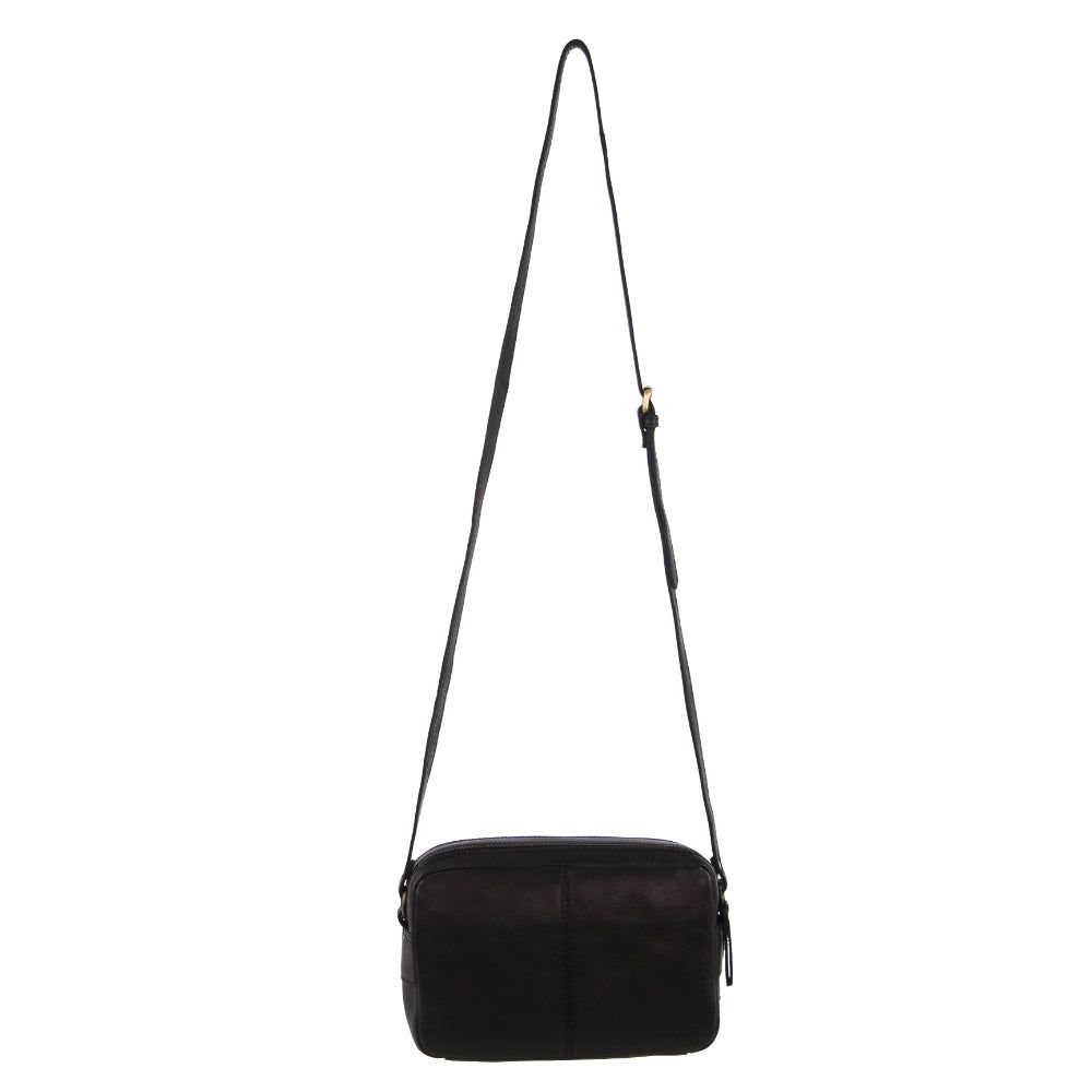 Black Pierre Cardin Leather Double Zip Bag | 0473-UTHNX