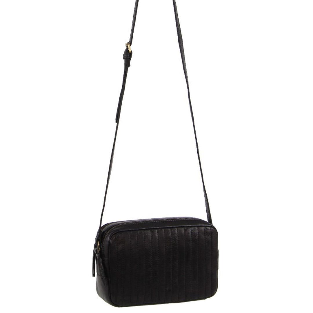 Black Pierre Cardin Leather Double Zip Bag | 0473-UTHNX