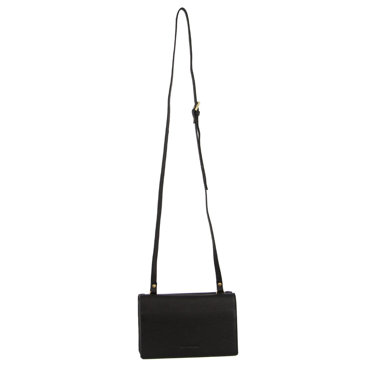 Black Pierre Cardin Leather Flap Over Cross-Body Bag | 2095-OEMQL