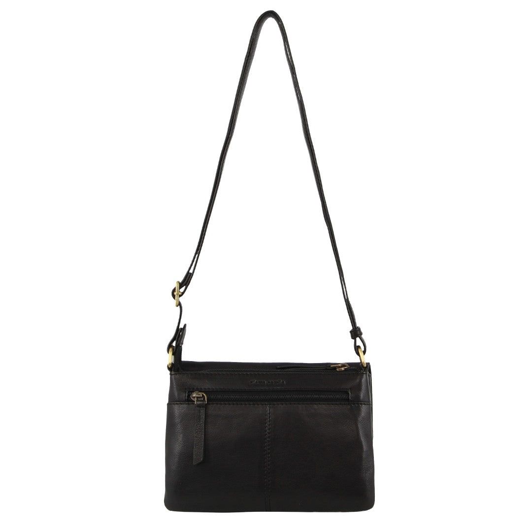 Black Pierre Cardin Leather Flap-over Crossbody Bag | 9234-PFUWZ