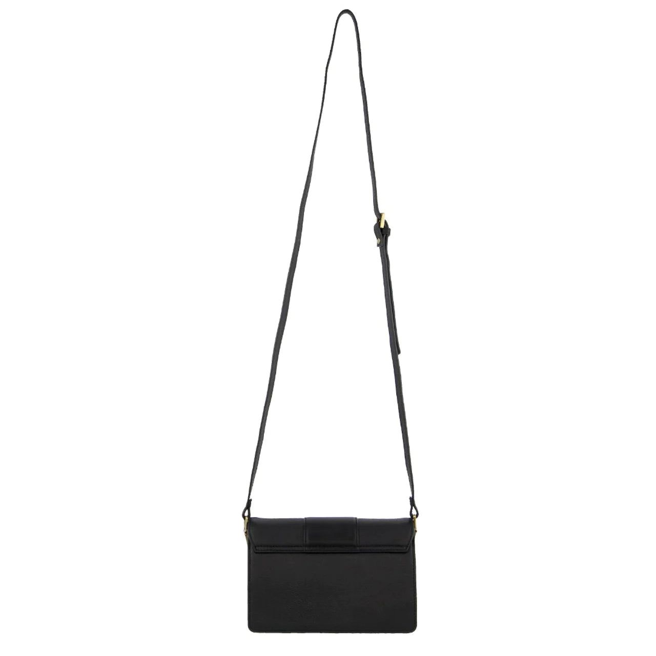 Black Pierre Cardin Leather Flapover Cross-Body Clutch | 8467-JIDUZ