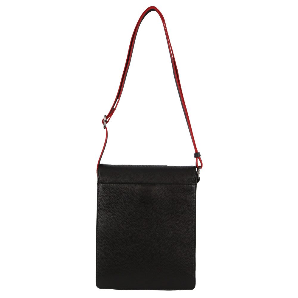 Black Pierre Cardin Leather Flap-over Cross-Body Bag | 3705-ZELKU