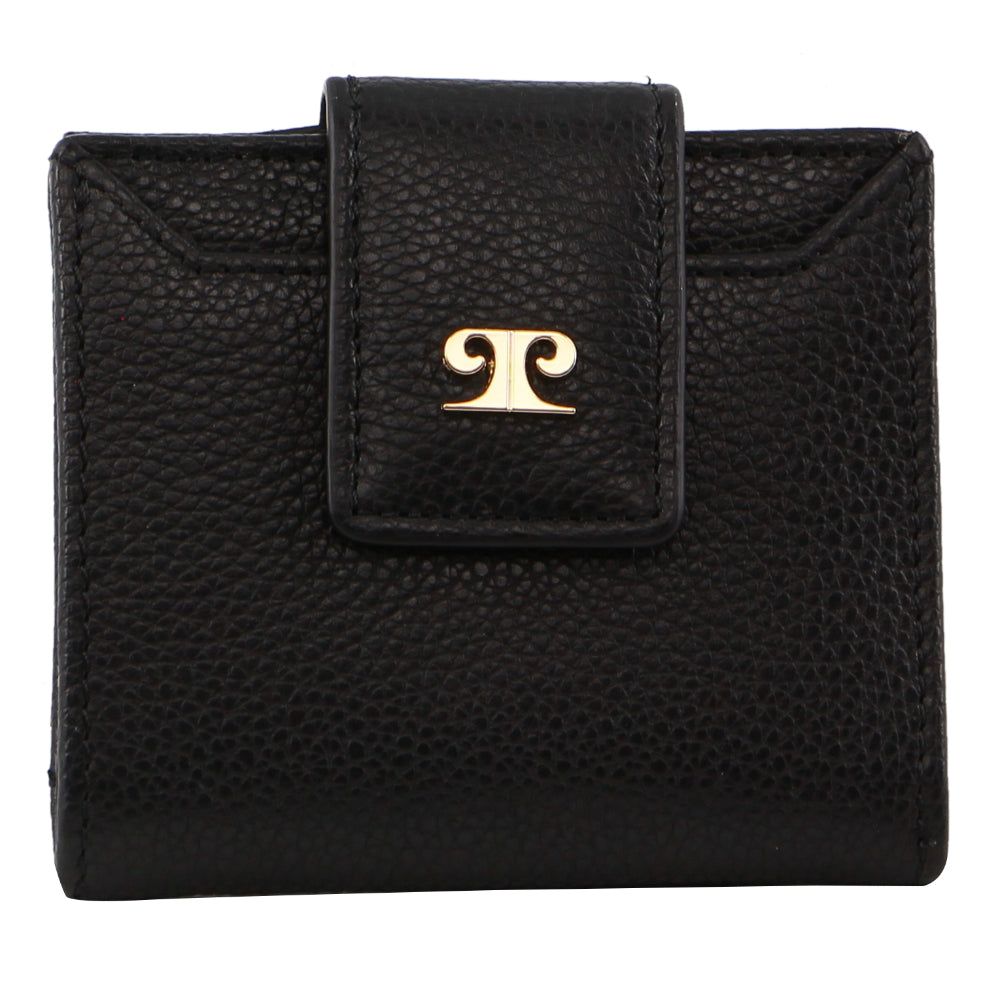 Black Pierre Cardin Leather Flip-over Bi-fold Wallet | 0158-RGIQV