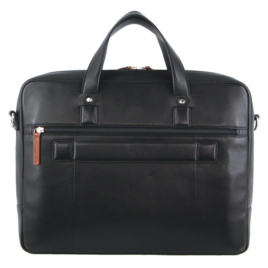 Black Pierre Cardin Leather Multi-Compartment Business Bag | 4073-TIEBQ