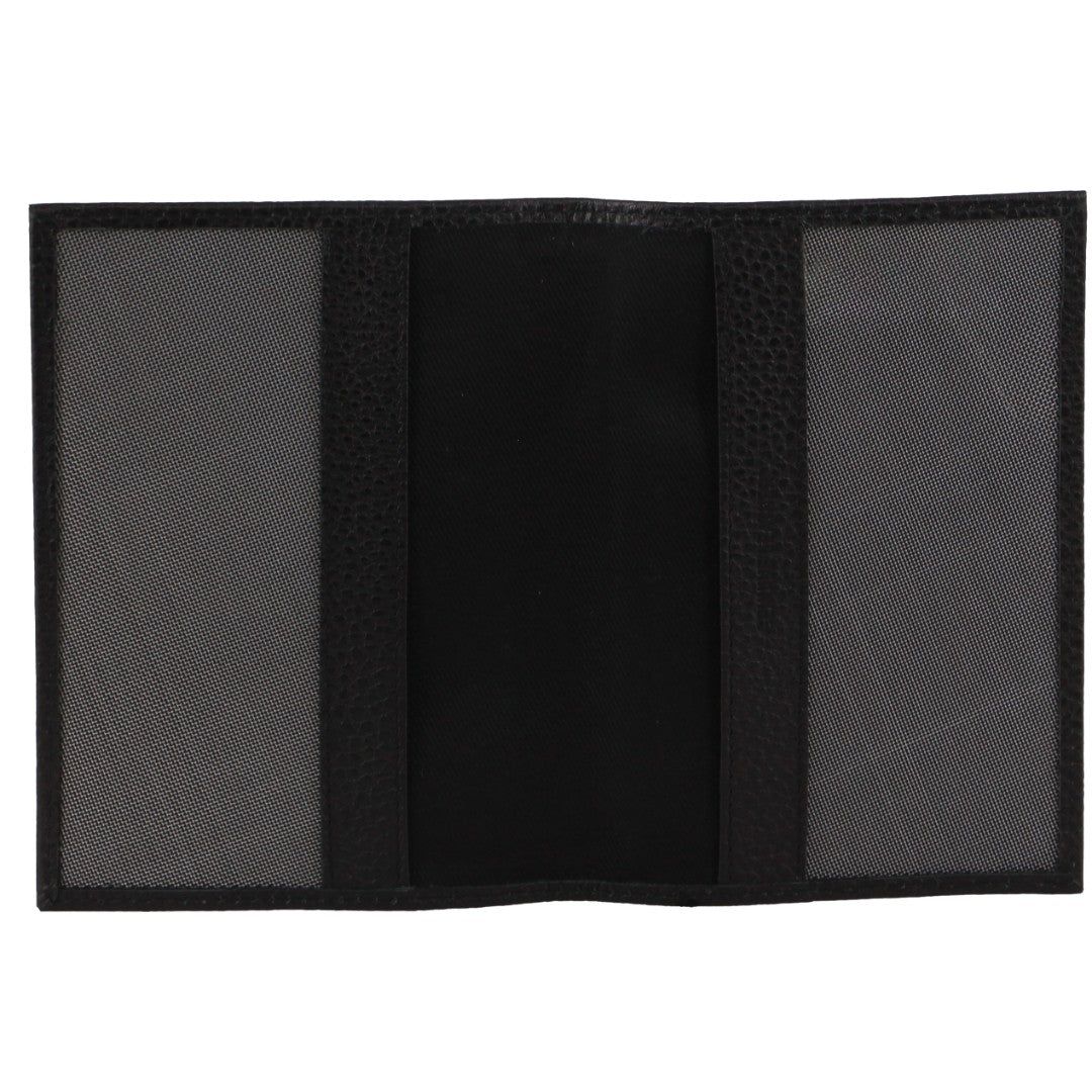 Black Pierre Cardin Leather Passport Wallet Cover | 9815-XFJMR