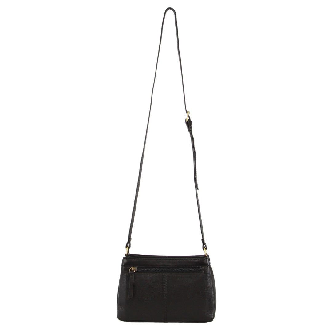 Black Pierre Cardin Leather Perforated Design Cross-Body Bag | 7983-NLEJO