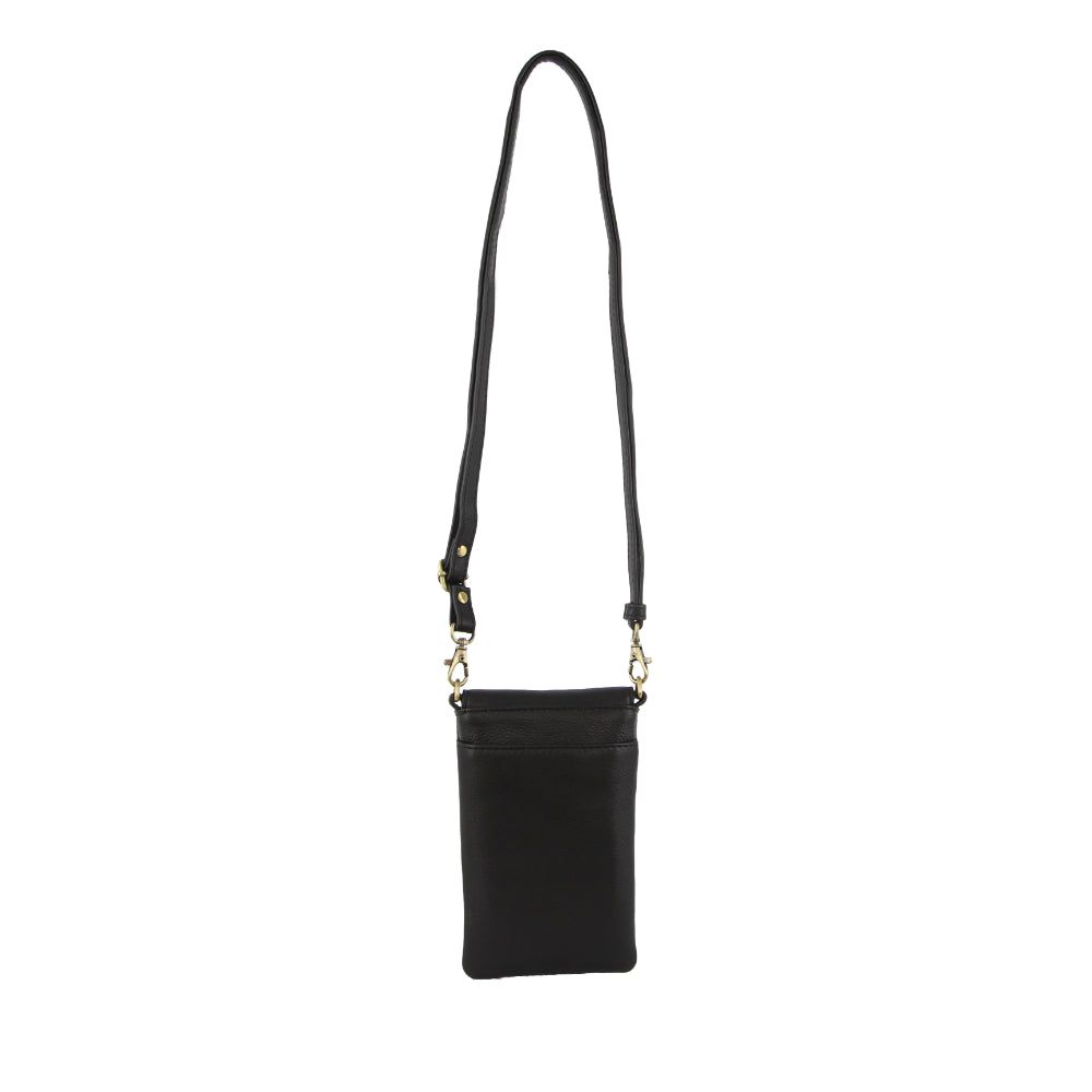 Black Pierre Cardin Leather Phone Cross-Body Bag | 7849-FCBIE