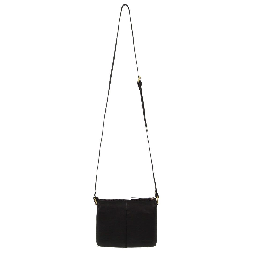 Black Pierre Cardin Leather Sleek Crossbody Bag | 2846-RDGBI