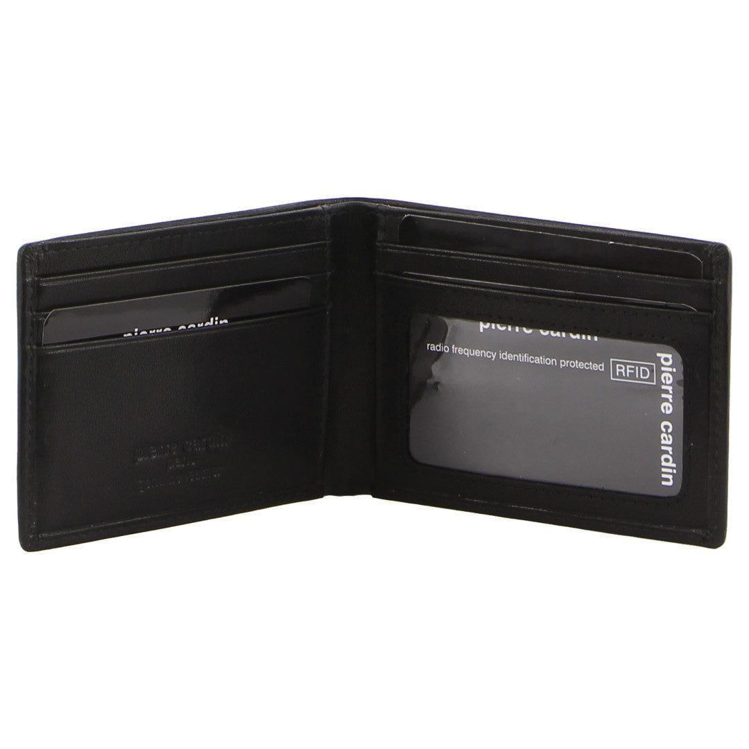 Black Pierre Cardin Leather Slimline Bi-Fold Wallet | 5382-VDUXT