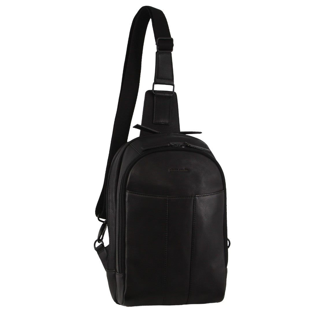 Black Pierre Cardin Leather Sling Bag | 3892-OBVKY